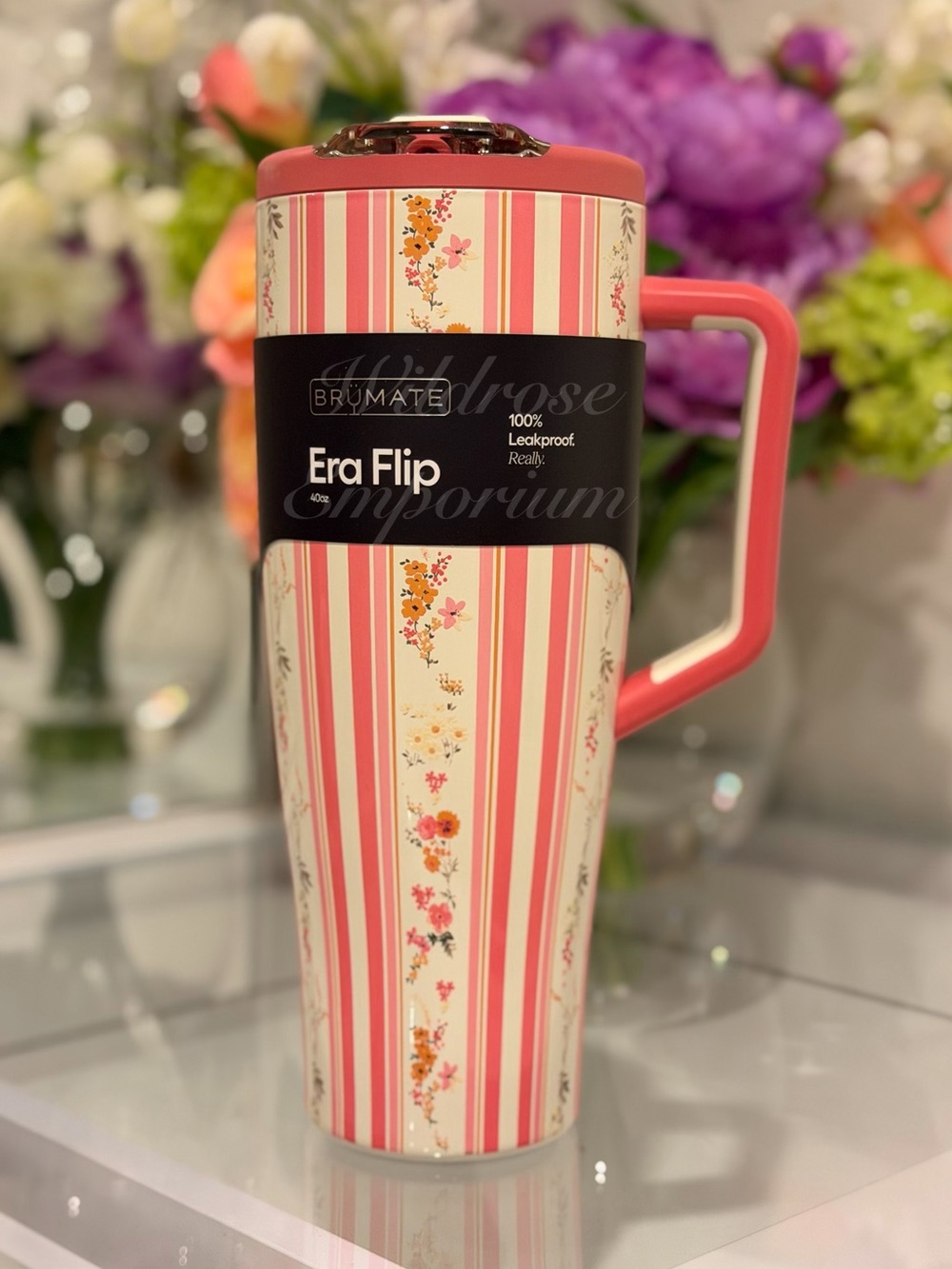 Brumate Wildflower cascading florals pink limited edition era flip 40 OZ